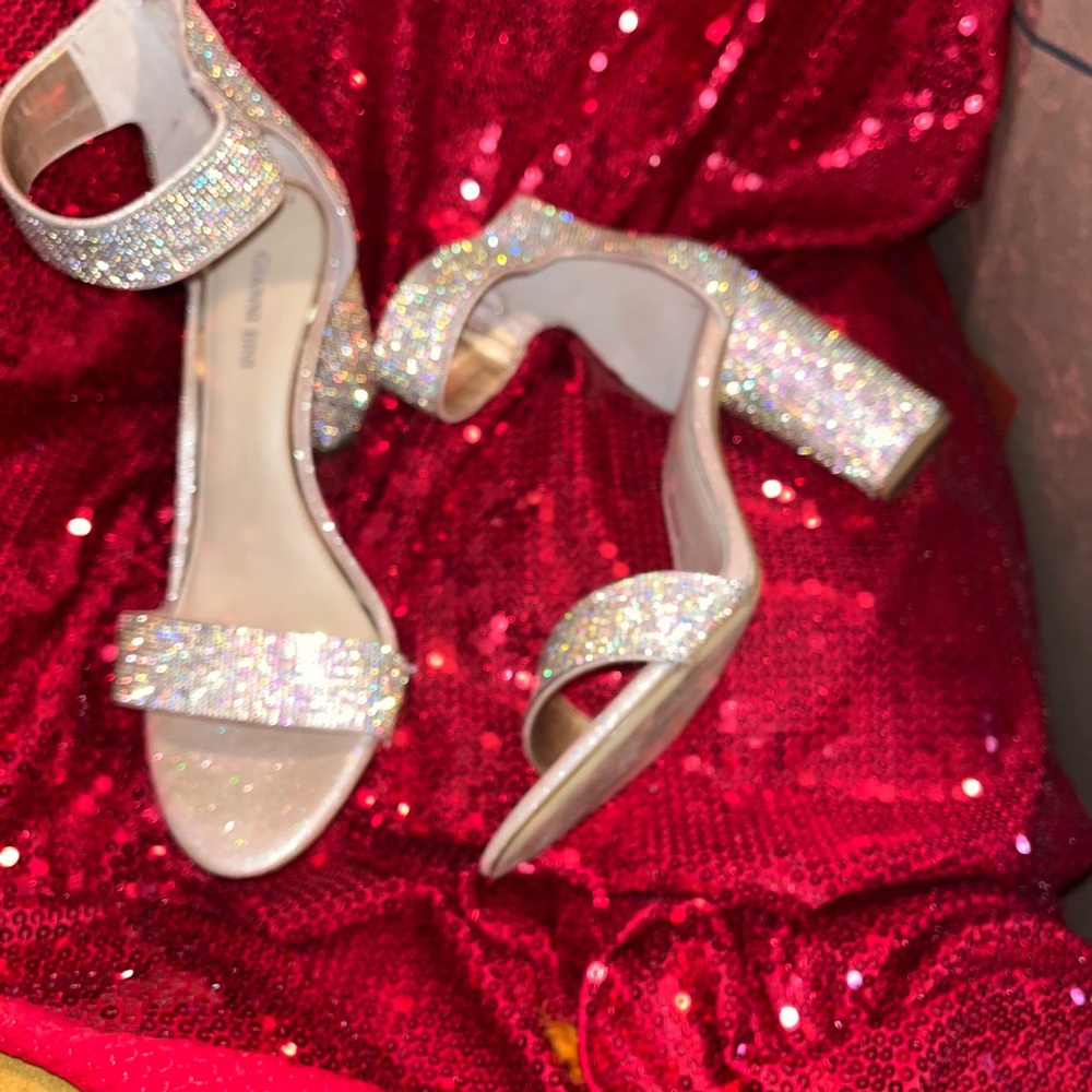 Elegant Silver Glitter Heels